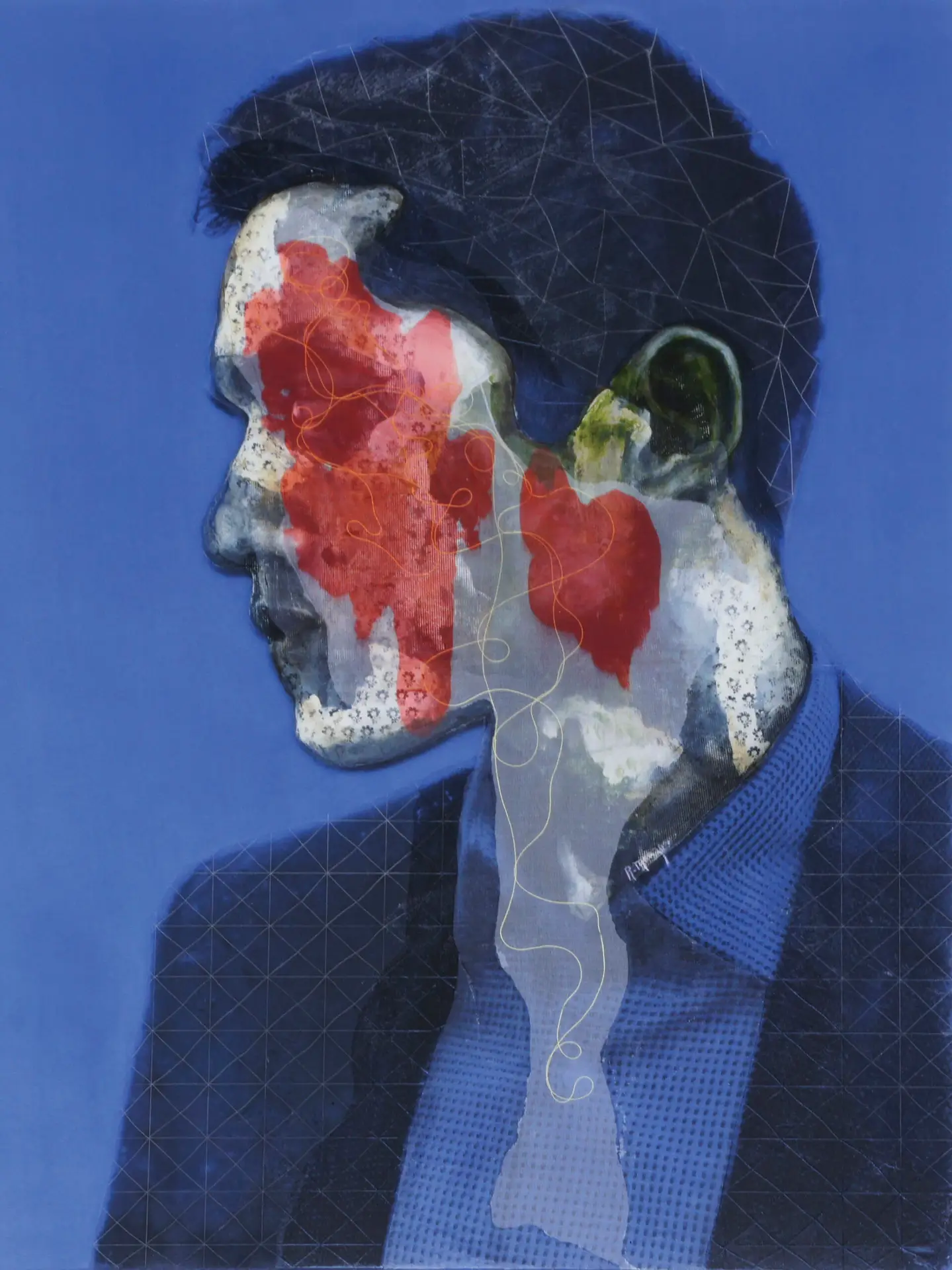 Mica II 18x24 oil and mixed media on resin panel 2016