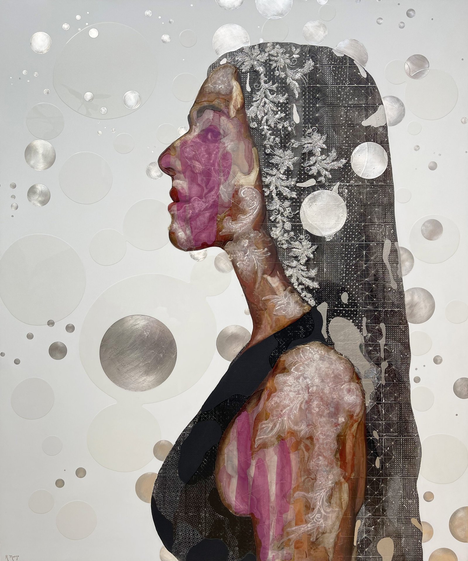 Fiona VII 152x183cm oil and mixed media on aluminum 2023